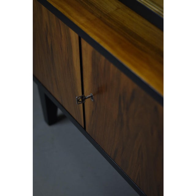 Black Mid-Century Modern Walnut Showcase Cabinet by R. T. Halas, Poland, 1960s For Sale - Image 8 of 11