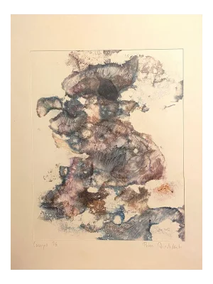 Peter Dischleit - Abstract Composition - Ink and Watercolor on Paper - 1973