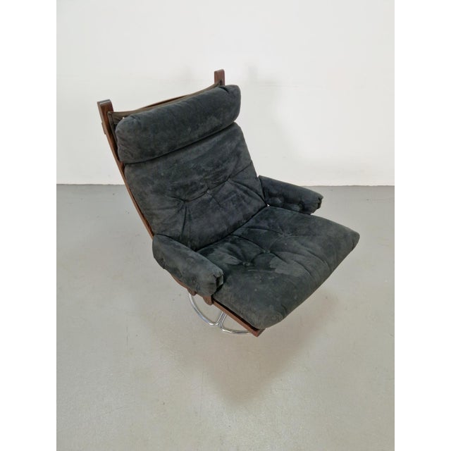 Vintage Black Alcantara Lounge Chair by Bruno Mathsson for Dux, 1960s For Sale - Image 3 of 11