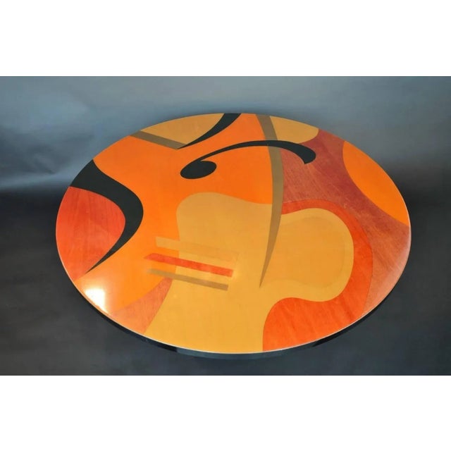 Multicolored table with abstract design by Benjamin Le.