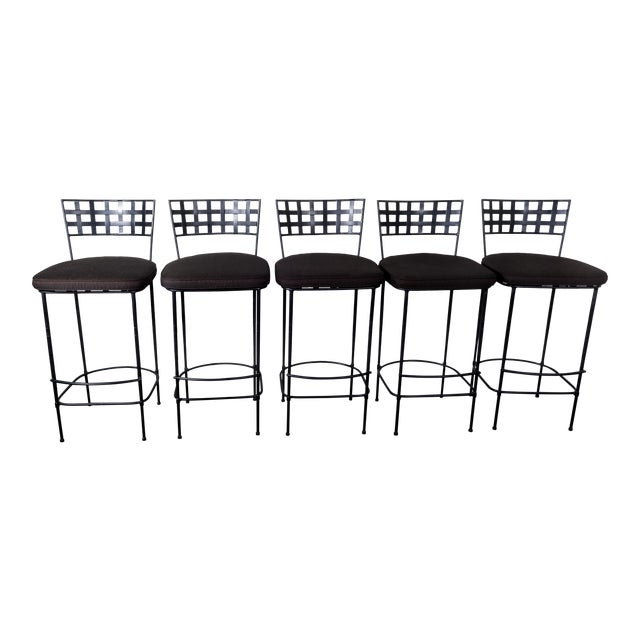Janus Et Cie Amalfi Collection Powder Coated Steel Finish Corsican Black Barstools - a Pair For Sale