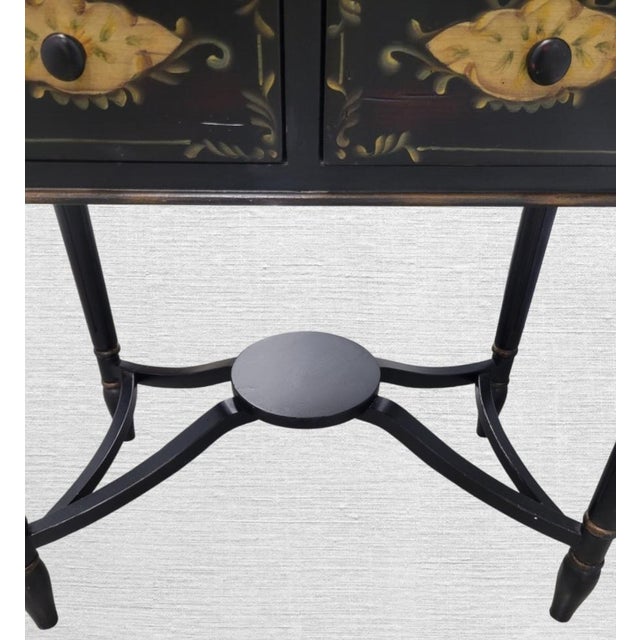 Black Vintage Pagoda Black Chinoiserie Glass Front Storage Curio Cabinet For Sale - Image 8 of 17