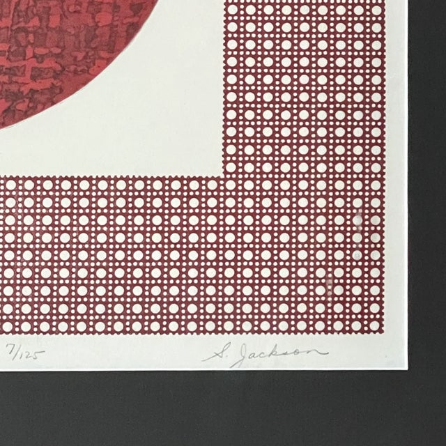 1960s “Odd Ball” Geometric Intaglio Print Numbered #7/125 by S. Jackson, Framed For Sale - Image 4 of 4