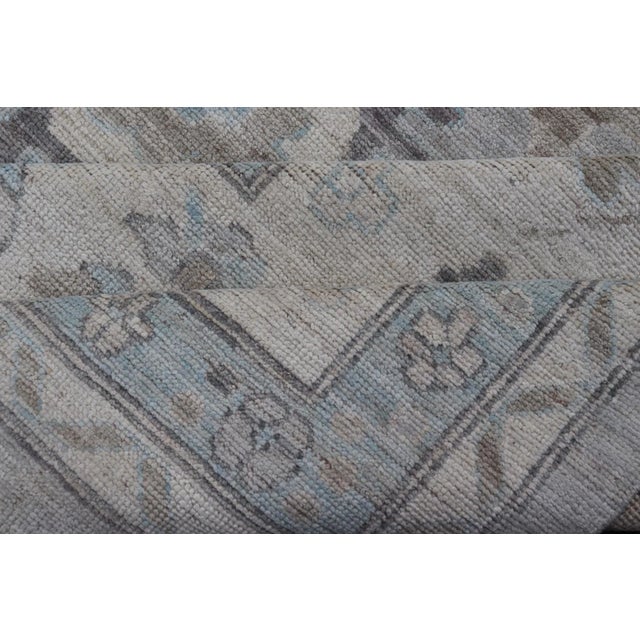 Large Modern Oushak Design in Light Blue, Grey, With Light Cream Background 13'4 X 19'3 For Sale - Image 11 of 12