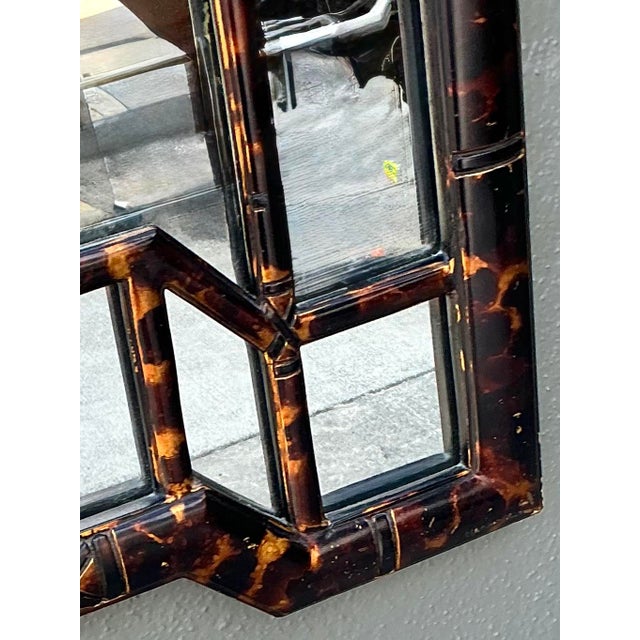 Vintage Tortoise Bamboo Mirror For Sale - Image 4 of 12