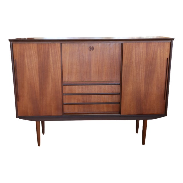 Danish Teak Cabinet with Bar Cabinet and Sliding Doors, 1960s For Sale