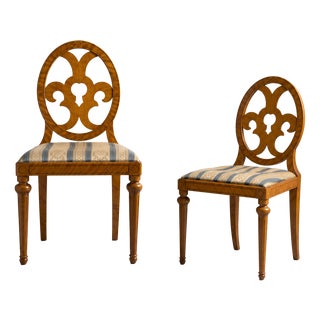 Swedish Grace Side Chairs in Birch with Sculptural Openwork Back, 1920s, Set of 2 For Sale