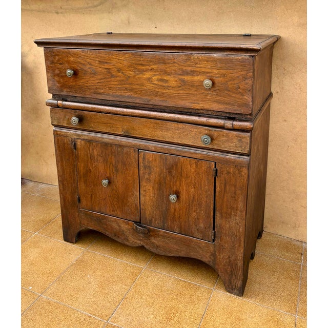 Early 20th Century Spanish Rustic Oak Cabinet with Lift-Top Compartment and Two Doors For Sale - Image 5 of 13