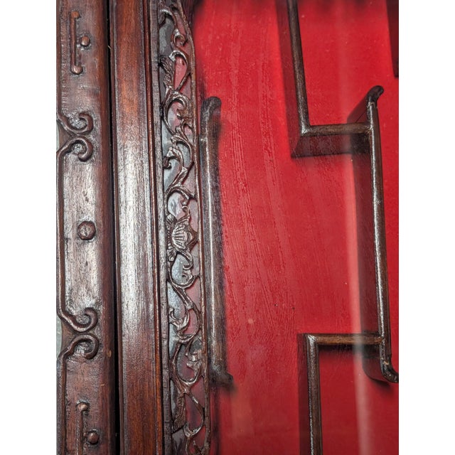 1970s Chinese Carved Hardwood Shadow Box Curio Display Cases,2 Pieces For Sale - Image 13 of 14