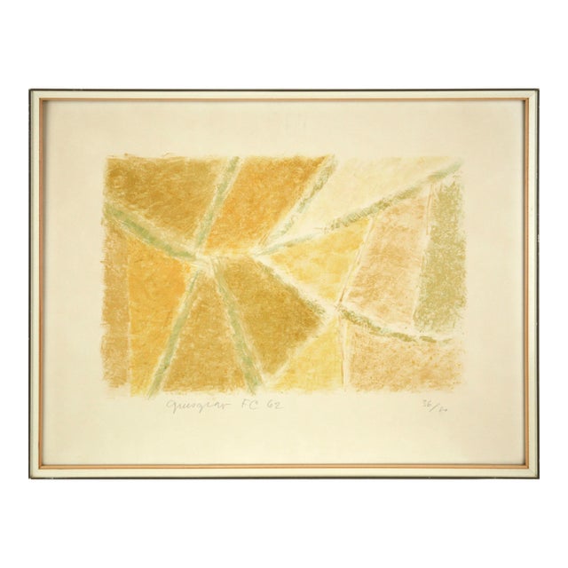 "Grusgrav", Mid Century Modern Danish Color-Field Abstract in Yellow, 36/80 by Frede Christoffersen For Sale