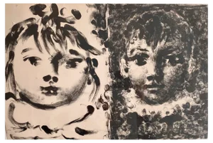 Pablo Picasso, Portrait of the Children Paloma & Claude, Lithograph, 1950
