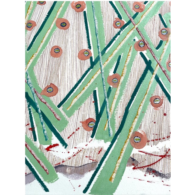 1980s Barbara Beck 1988 Abstract Painting on Paper - Signed/Dated/Unframed For Sale - Image 5 of 11