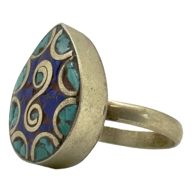 Vintage Silver Sterling Tribal Moroccan Ring, 1950's For Sale