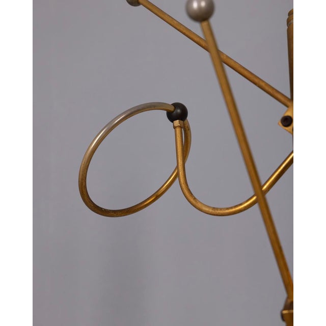 Metal Vintage Italian Floor Coat Stand in Golden Brass, 1960s For Sale - Image 7 of 13