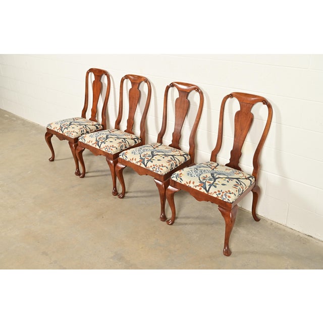 Baker Furniture Queen Anne Carved Walnut Dining Chairs, Set of Four For Sale - Image 13 of 13