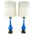 Bubble Textured Blue Glass Table Lamps With Brass Accents - a Pair For Sale - Image 9 of 9
