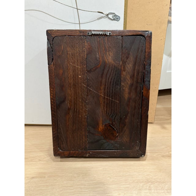 Antique Rustic Wooden Wall-Mounted Key Cabinet, 9 Hooks For Sale - Image 10 of 12