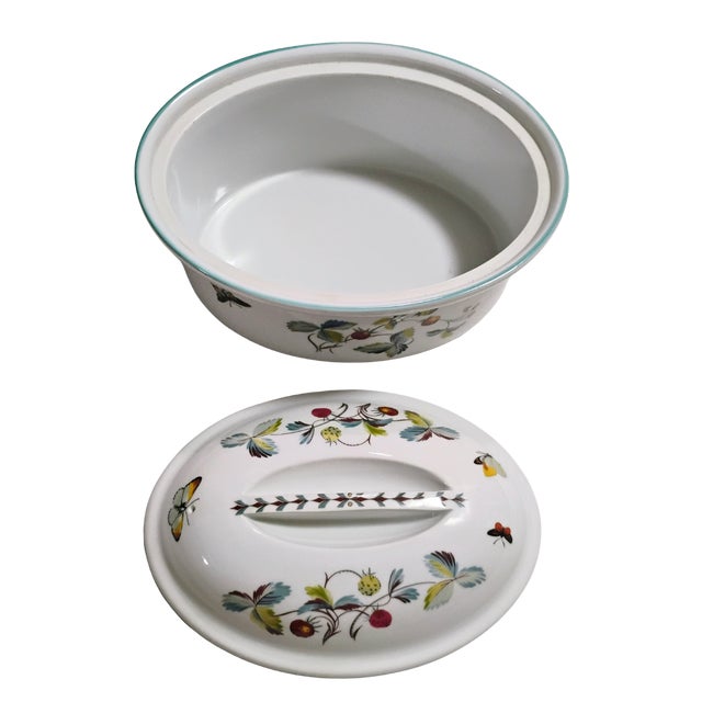 Vintage Royal Worcester "Strawberry Fair" Flameproof Porcelain Oval Covered Dish For Sale - Image 11 of 15