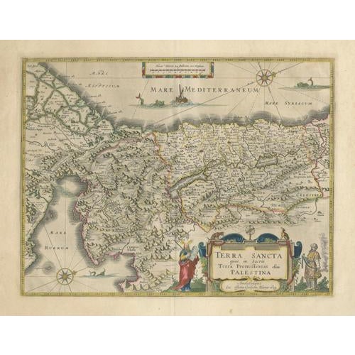Antique Blaeu Holy Land Map Terra Sancta Palestina, 1629 For Sale - Image 10 of 10