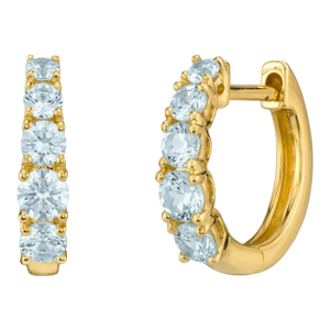 Luxury Aquamarine Hoop Earrings 925 Silver, Huggies Hoops March Birthstone Jewelry, Minimalist Bridal Earrings - A Pair