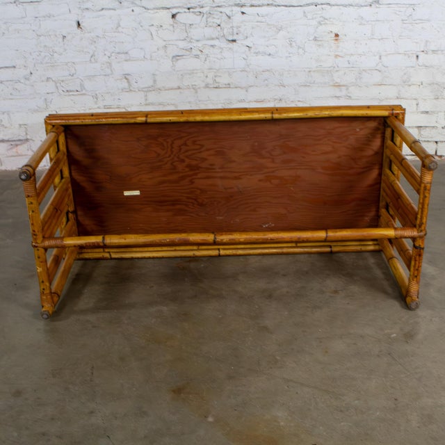 Early 20th Century Art Deco Coastal Style Coffee Table Rattan Frame and Black Laminate Top by Sons-Cunningham For Sale - Image 15 of 18