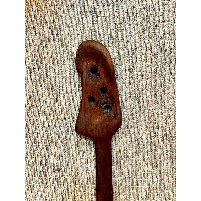 1970s 1970s Solid Teak Hand Carved Bass Guitar Sculpture For Sale - Image 5 of 10