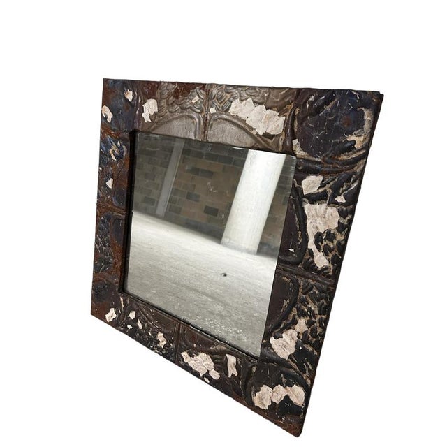 Pressed Tin Ceiling Tile Mirror For Sale - Image 4 of 4