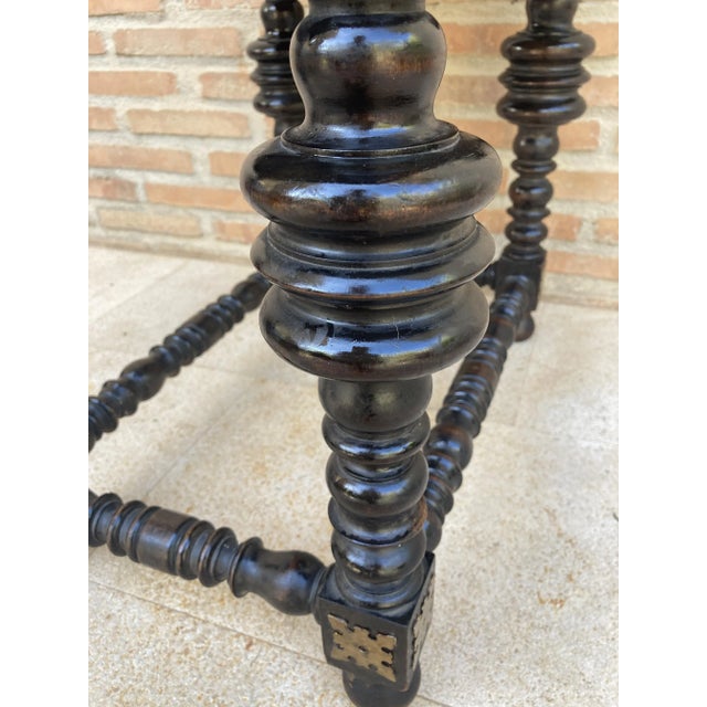 Spanish Ebonized Walnut Side Table with Drawer, 1880s For Sale - Image 17 of 18
