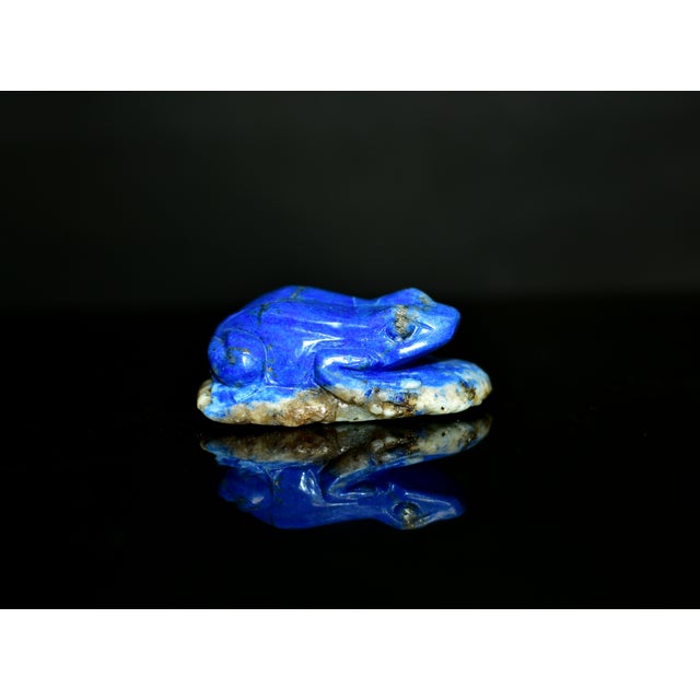 Lapis Lazuli Frog Japanese Antique Blue Gemstone For Sale - Image 10 of 11