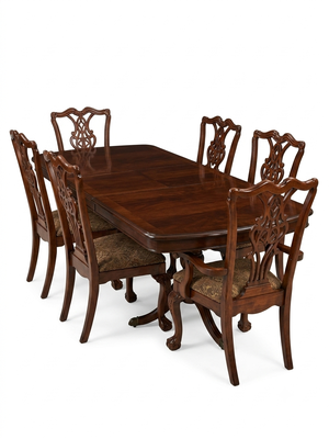 1990s American Chippendale Style Dining Table and Chairs