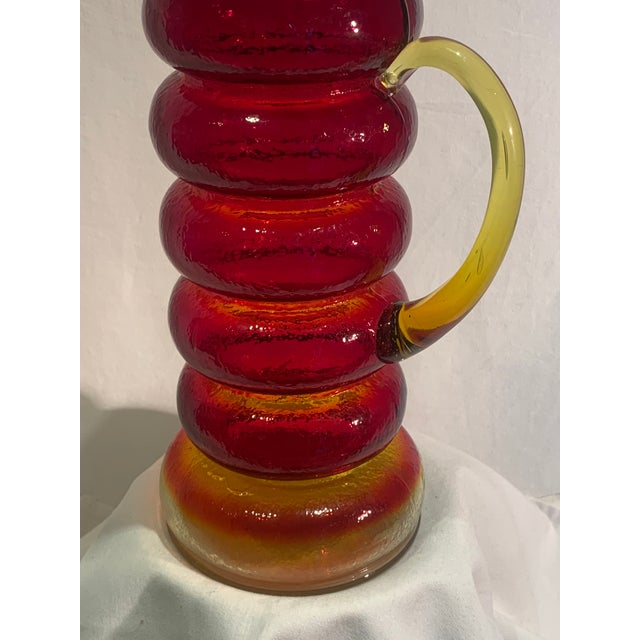 Mid 20th Century Amberina Caterpillar Pitcher For Sale In Baltimore - Image 6 of 11