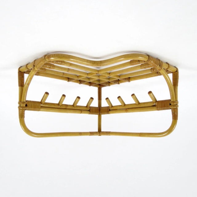 Light Yellow Bamboo and Rattan Coat Rack, 1960s For Sale - Image 8 of 8