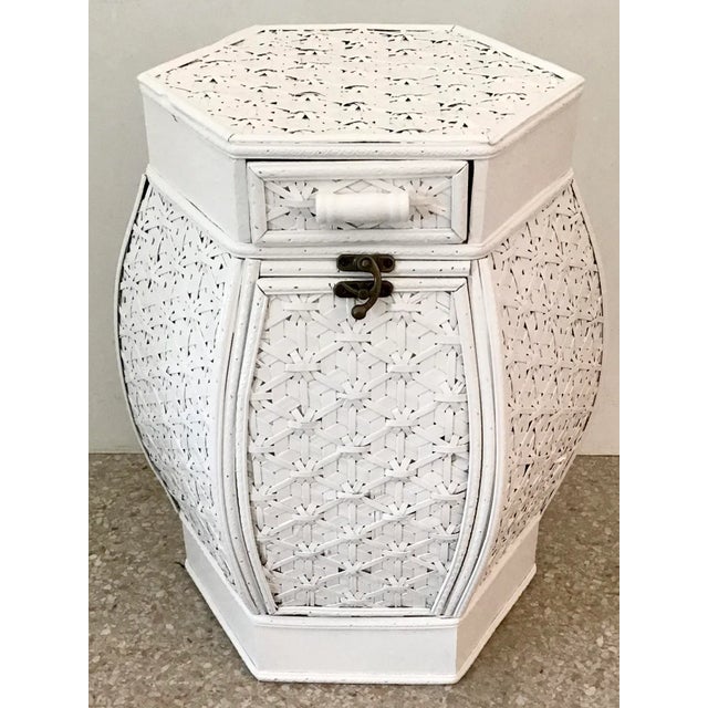 Boho Chic Bamboo Hexagonal Side Table With Storage For Sale In Los Angeles - Image 6 of 11