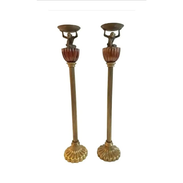 Vintage Ornate Monkey Candle Torchières - A Pair For Sale In Atlanta - Image 6 of 8