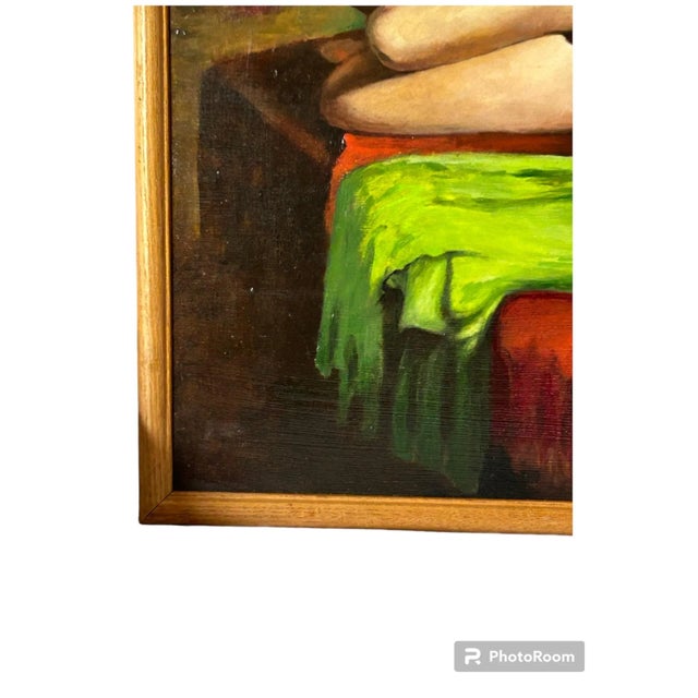 Mid-Century Modern Vintage Oil Painting on Board of a Nude Woman by Richard Clive For Sale - Image 3 of 4