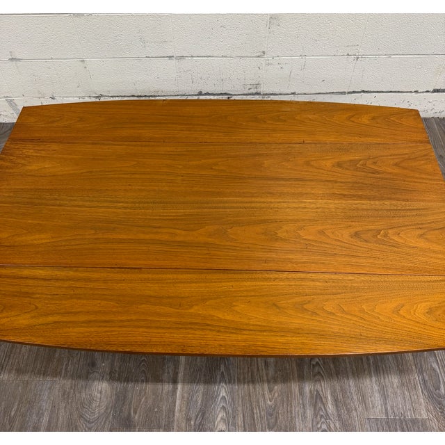 Vintage Mid Century Modern Walnut Convertible Dining and Coffee Trestle Table For Sale - Image 4 of 18