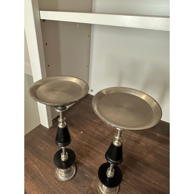 Early 20th Century French Ebony Candlestick Holders- Set of 2 For Sale - Image 10 of 10