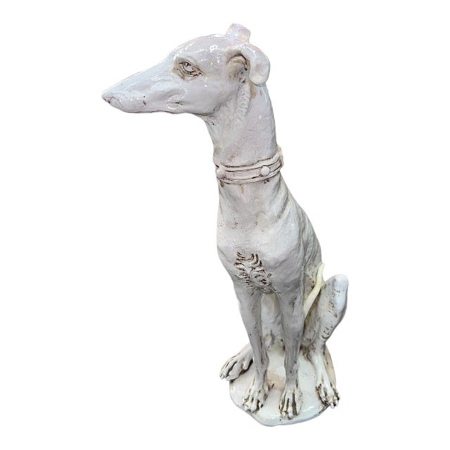 Mid 20th century classic Italian Majolica Whippet dog figure.