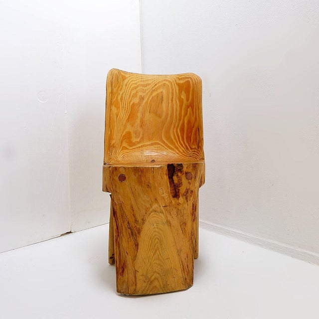 Brutalist Sculptural Wabi-Sabi Style Chair in Oak, 2010s For Sale - Image 4 of 16