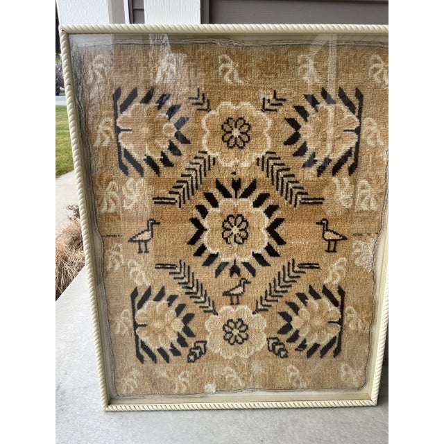 Textile 1920s Primitive Framed Persian Bird Rug Textile Shadow Box Artwork For Sale - Image 7 of 11