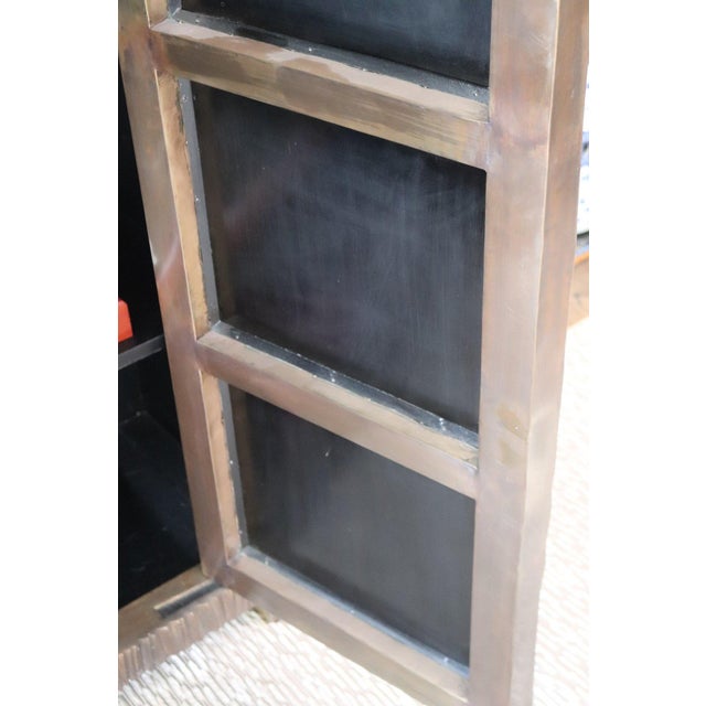 Wood Robert Kuo Limited Edition Signed Hand-Repoussé "Pleats" Copper Armoire For Sale - Image 7 of 15