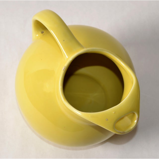 1940 Art Deco Hall California Yellow Art Deco Ball Glazed Pottery Stoneware Pitcher For Sale - Image 9 of 15