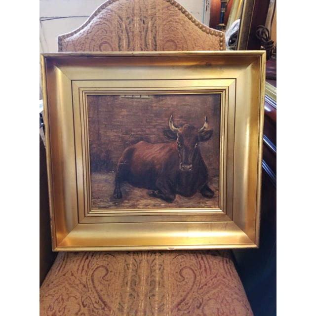 Antique Bull Painting For Sale - Image 13 of 13
