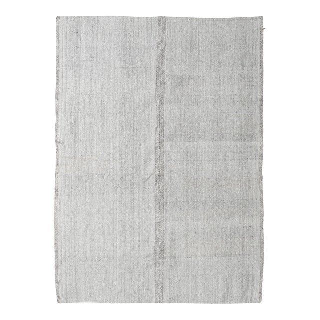 Silver Gray Vintage Kilim Rug - 5`11″ X 8`2″ For Sale