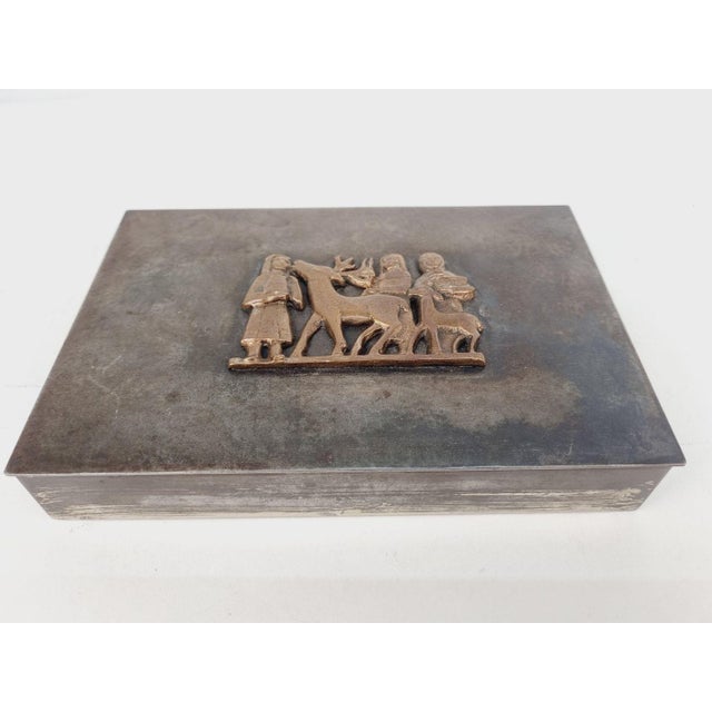 Art Deco Metal Cigar Box with Deer Motif, 1930s For Sale - Image 4 of 11