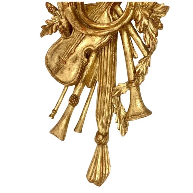 Neoclassical Palladio Louis XV Giltwood Instrumental Wall Hanging For Sale - Image 3 of 8