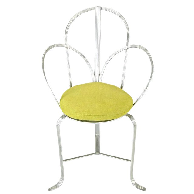 Incised Iron Three-Leg Side Chair For Sale