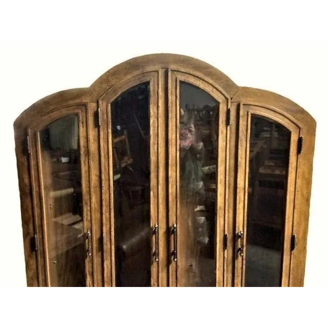 Rustic Late 20th Century Southwestern Style Oak Breakfront China Cabinet For Sale - Image 3 of 12