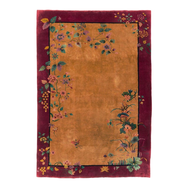 Galerie Shabab Collection Mid-20th Century Handmade Chinese Art Deco Accent Carpet For Sale