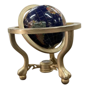 Mixed Stone With Brass Base Desktop Globe